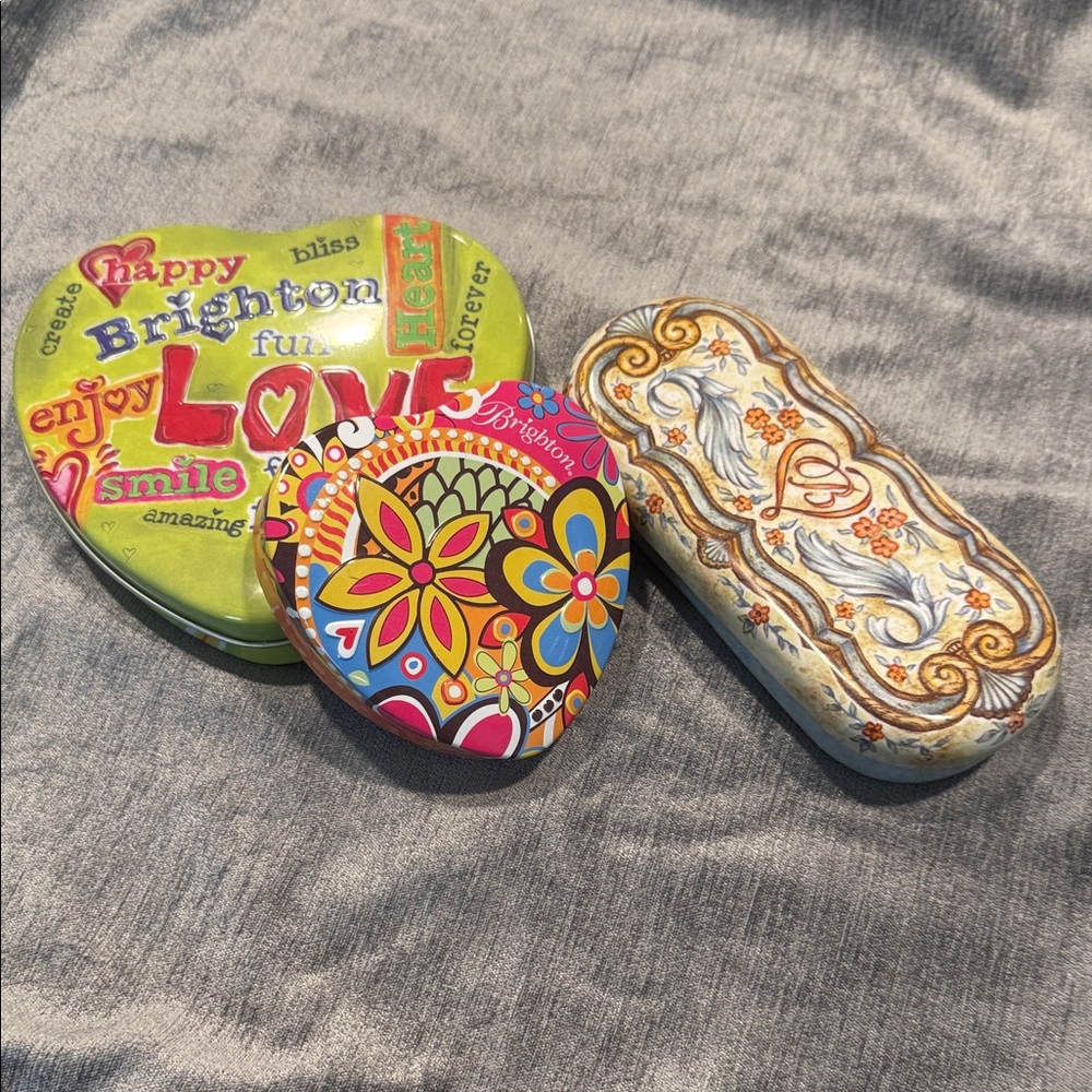 Brighton Colorful Heart and Floral Accent Boxes set of 3